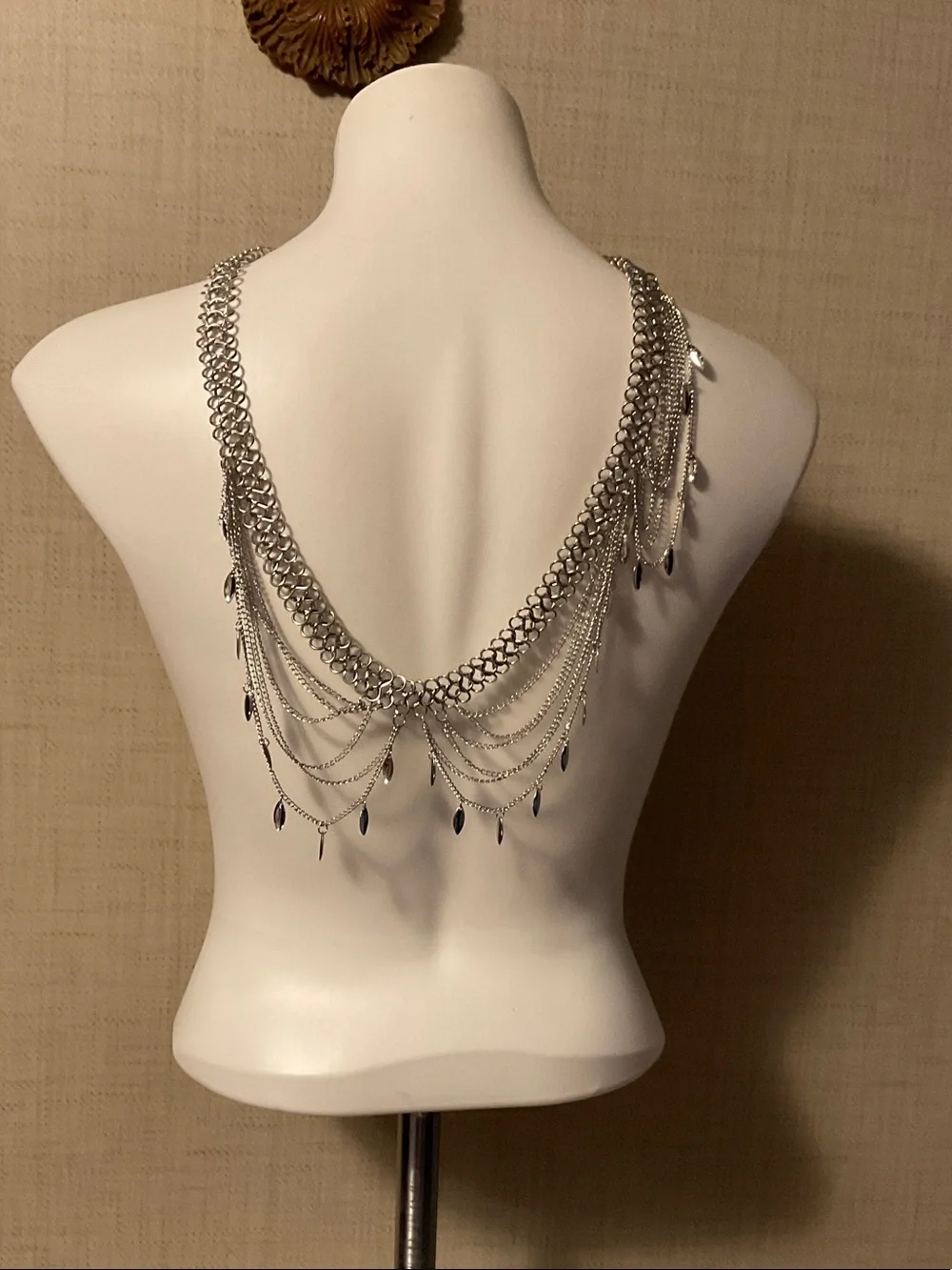 Silver Multi-Layer Drape Back Necklace - Women Jewelry